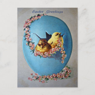 Postal Festiva Saludos 1909 de Pascua