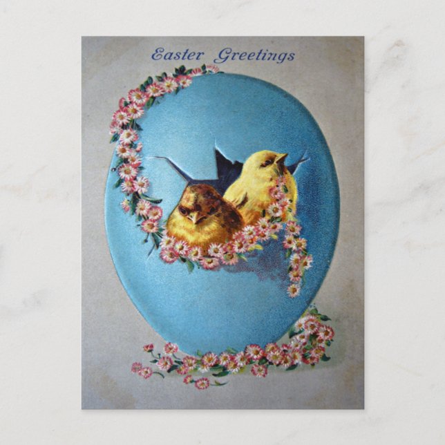 Postal Festiva Saludos 1909 de Pascua (Anverso)