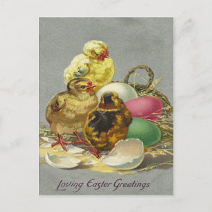 Postal Festiva Saludos 1909 de Pascua del vintage