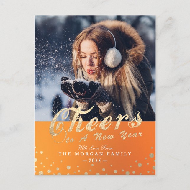 Postal Festiva Saludos a la foto del saludo estacional de Año Nue (Anverso)