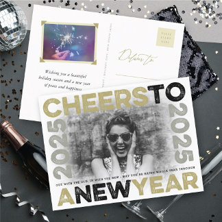 Postal Festiva Saludos A La Tipografía De Oro De 2025 Bloquea Fot