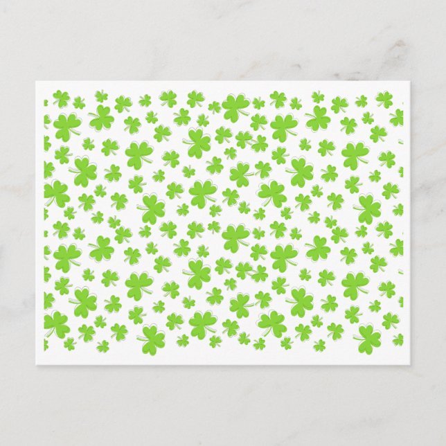 Postal Festiva Saludos afortunados Clover Shamrock (Anverso)