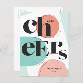 Postal Festiva Saludos Año Nuevo Resumen Turquoise Melon