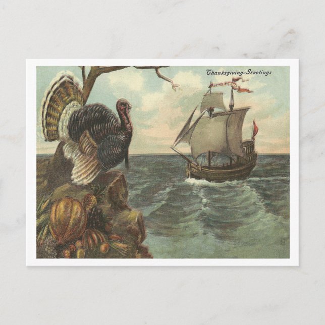 Postal Festiva Saludos de Acción de Gracias (Anverso)