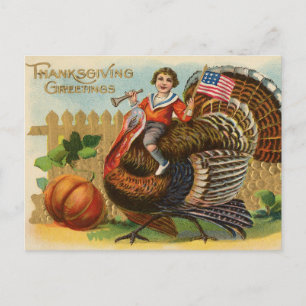 Postal Festiva Saludos de Acción de Gracias de la Antigua Turquía