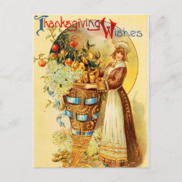 Postal Festiva Saludos de Acción de Gracias Vintage