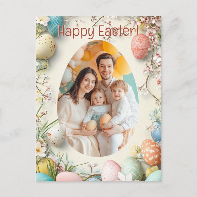 Postal Festiva Saludos de Instantáneas de personalizable 🐇 Huevo (Anverso)