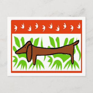 Postal Festiva Saludos de la temporada de Dachshund