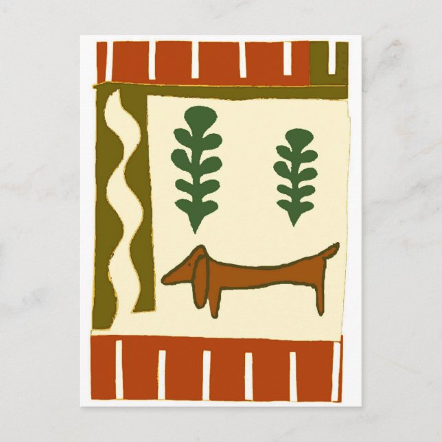 Postal Festiva Saludos de la temporada de Dachshund en el país (Anverso)