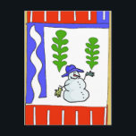 Postal Festiva Saludos de la temporada de Snowman<br><div class="desc">Saludos de la temporada de Snowman,  estilo abstracto, </div>