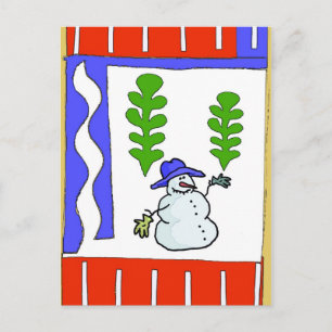 Postal Festiva Saludos de la temporada de Snowman