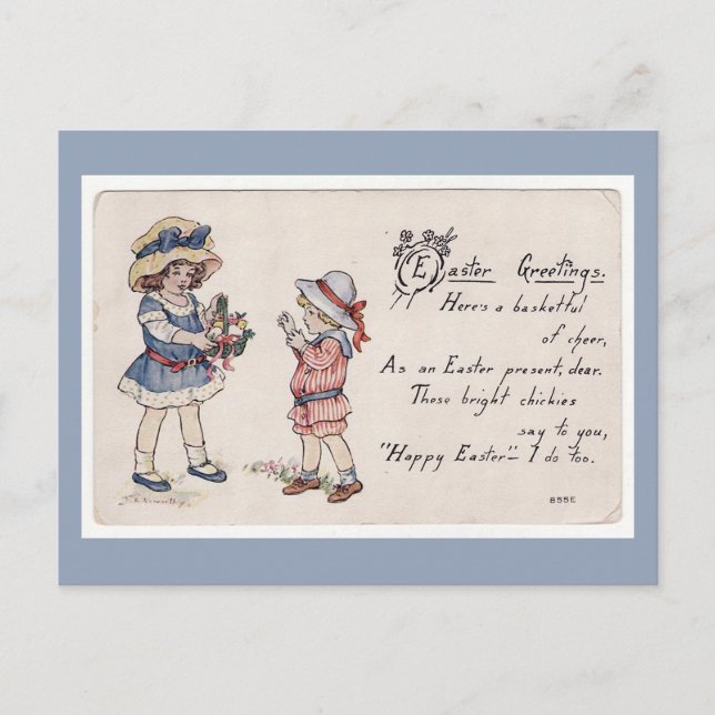 Postal Festiva Saludos de Pascua (Anverso)