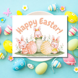 Postal Festiva Saludos de Pascua a los Huevos