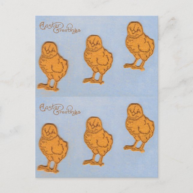 Postal Festiva Saludos de Pascua chicharrones en azul (Anverso)