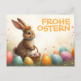 Postal Festiva Saludos de primavera del conejo de Pascua
