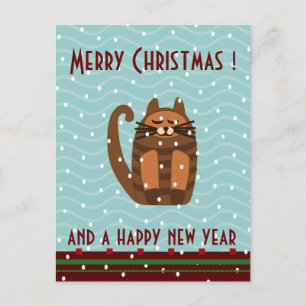 Postal Festiva saludos de rufus cat kawaii xmas