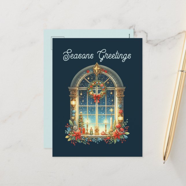 Postal Festiva Saludos de temporada añaden mensaje (Anverso/Reverso In Situ)