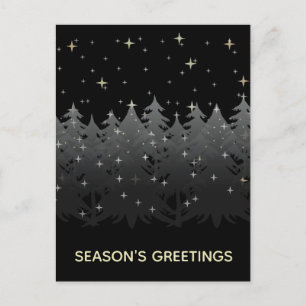 Postal Festiva Saludos de temporada Black Night Sky Stars Gold Si