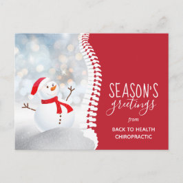 Postal Festiva Saludos de temporada Chiropractica de Snowman