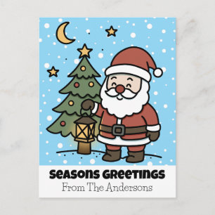 Postal Festiva Saludos de temporada con Santa 
