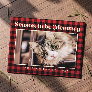 Postal Festiva Saludos de Temporada Cuadros Divertido Gato Mascot