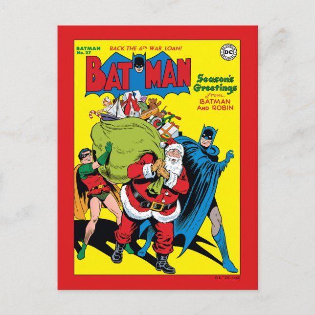 Postal Festiva Saludos de temporada de Batman y Robin (Anverso)