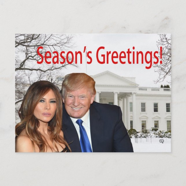 Postal Festiva Saludos de temporada de Donald y Melania (Anverso)