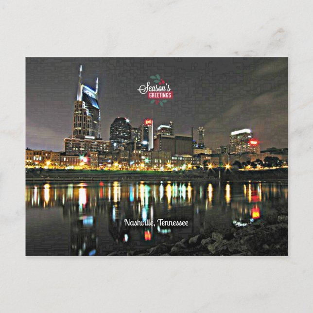 Postal Festiva Saludos de temporada desde Nashville, Tennessee (Anverso)