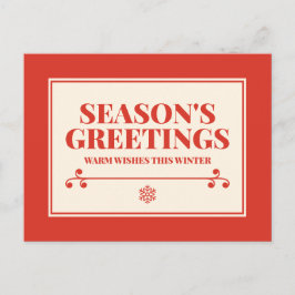 Postal Festiva Saludos de Temporada Deseos Cálidos Tipografía