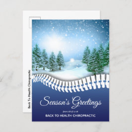 Postal Festiva Saludos de temporada en invierno Escena azul quiro