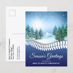 Postal Festiva Saludos de temporada en invierno Escena azul quiro