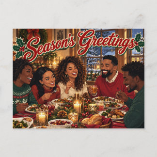 Postal Festiva Saludos de temporada Holiday Black Americano