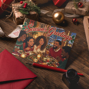 Postal Festiva Saludos de temporada Holiday Black Americano