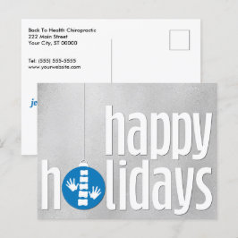 Postal Festiva Saludos de temporada moderna Chiropractica azul pl