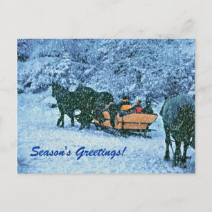 Postal Festiva Saludos de temporada muy nevada de invierno!