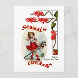Postal Festiva Saludos de temporada para profesora de piano chica