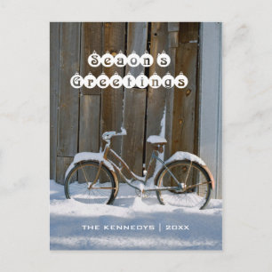 Postal Festiva Saludos de temporada - Vieja bicicleta cubierta de