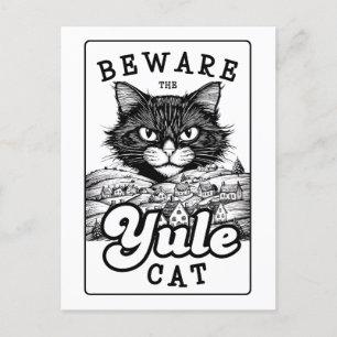 Postal Festiva Saludos de Yuletide - Cuidado con el gato Yule