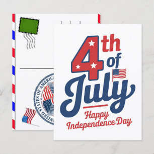 Postal Festiva Saludos del 4 de julio feliz cumpleaños américa