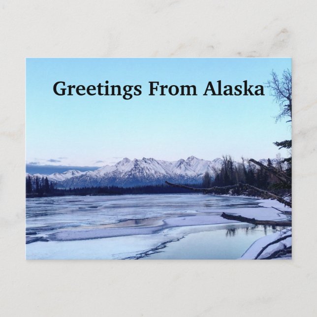 Postal Festiva Saludos desde Alaska (Anverso)