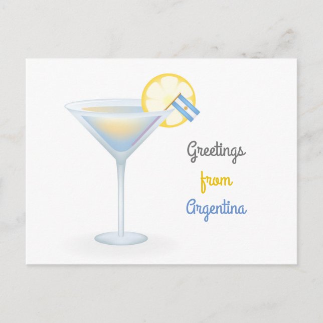 Postal Festiva Saludos desde Argentina Cocktail Holiday Card (Anverso)