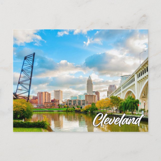 Postal Festiva Saludos desde Cleveland, Ohio, EEUU (Anverso)