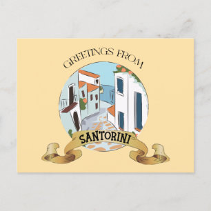 Postal Festiva Saludos desde el Rótulo Santorini