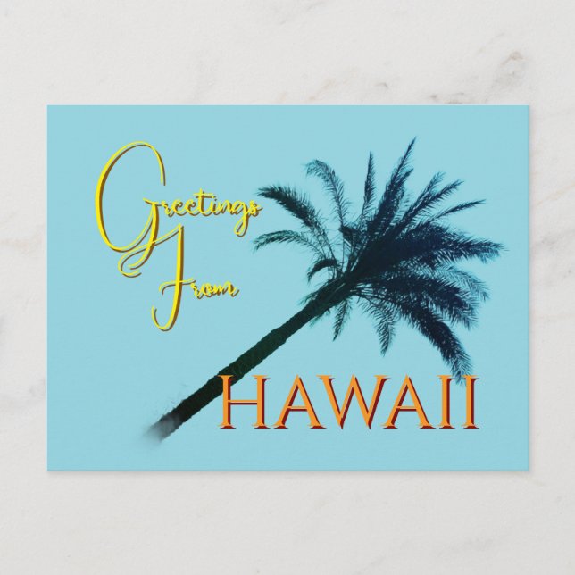 Postal Festiva Saludos desde Hawaii - Palmeras (Anverso)