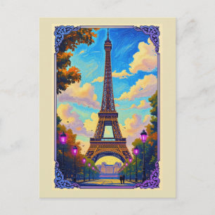 Postal Festiva Saludos desde la Torre Eiffel de París Arte Europe