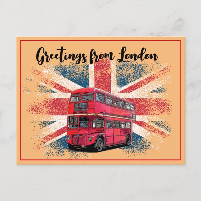 Postal Festiva Saludos desde la Unión de Autobuses Rojos de Londr (Anverso)