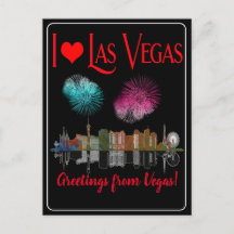 Saludos desde Las Vegas en fuegos artificiales en 