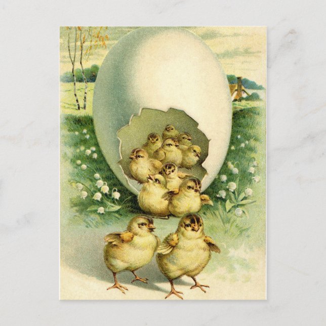 Postal Festiva Saludos felices del deseo de Pascua del viejo (Anverso)
