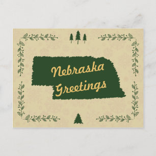 Postal Festiva Saludos feriados de Navidades del Estado de Nebras