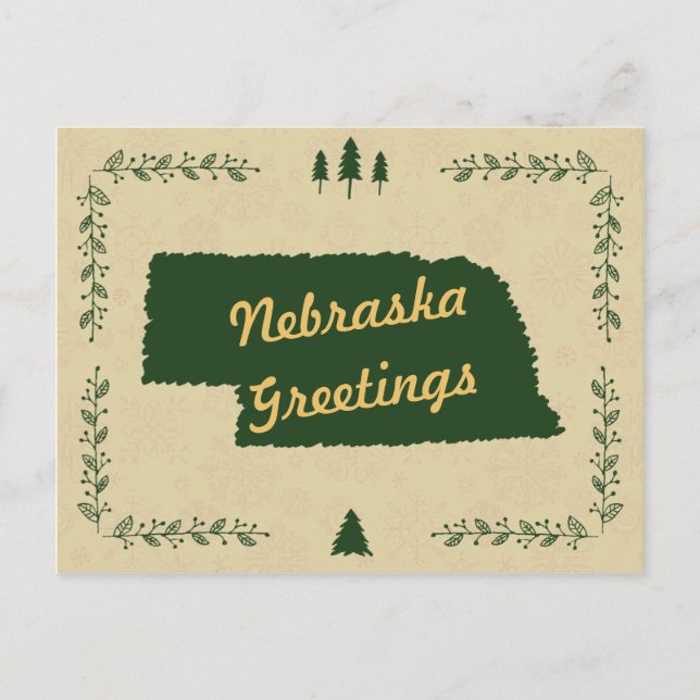 Postal Festiva Saludos feriados de Navidades del Estado de Nebras (Anverso)
